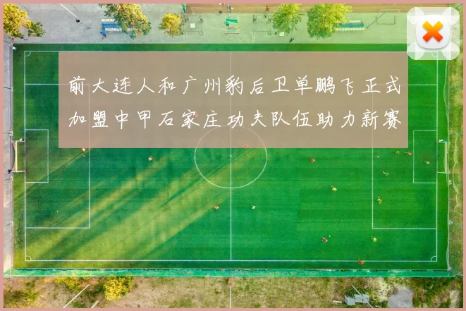 前大连人和广州豹后卫单鹏飞正式加盟中甲石家庄功夫队伍助力新赛季